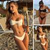 2 Stück/Set Damen Bikini Set Brustpolster Stahlbügel Verstellbare Träger BH High Waist Unterteil Set Schnelltrocknend Bademode