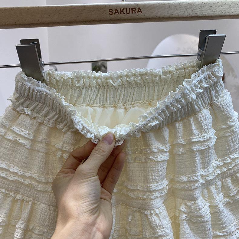 Spring Sweet Ballet Lace Puff Skirt