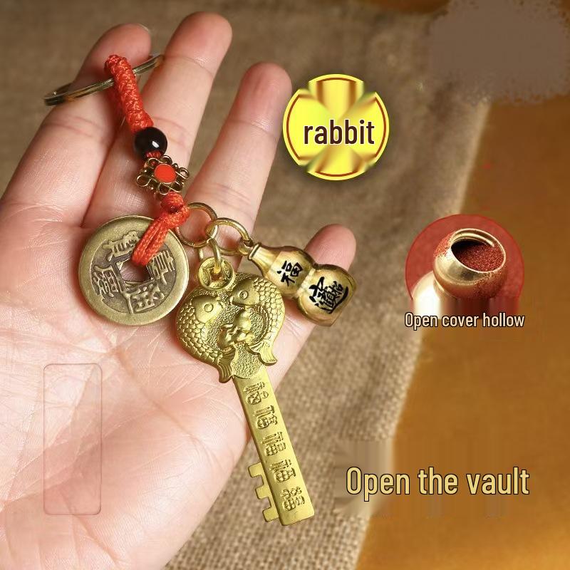 Populär Zodiac Mässing Kalabash Gyllene Nyckelring Hänge för Väskor & Telefoner