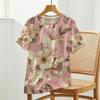 Women’s Basic Floral Short Sleeve Top Relaxed Soft Casual Tee,Minimalist Design Comfortable & Versatile for Coffee Shop Days