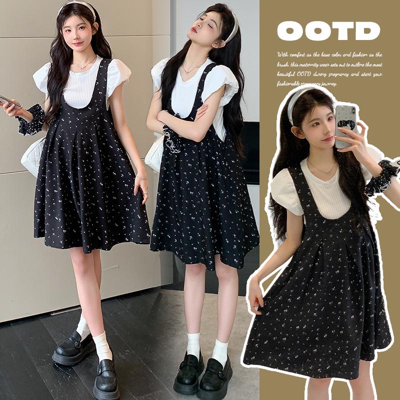 2026 Summer Maternity Ice-Cool Cotton Top & Floral Doll Dress Set (Short/Long) 2XL