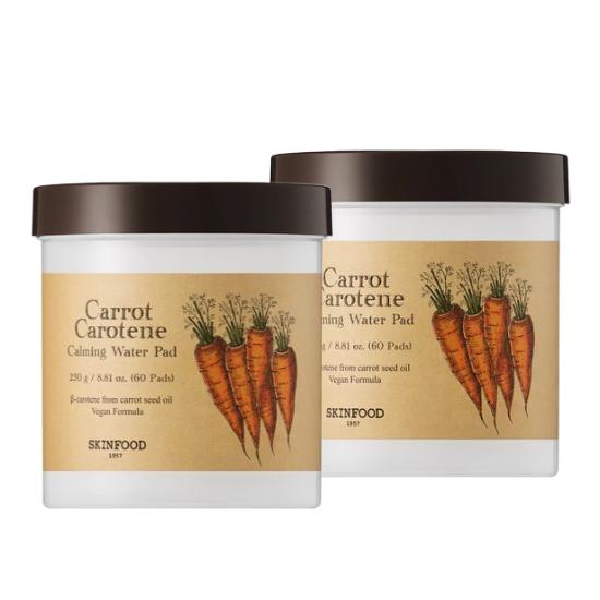 Skinfood Carrot Calming Vegan Toner Pads – Double Set (60pcs X 2) for Sensitive & Irritated Skin