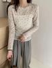 Women's Layered Polka Dot Long Sleeve T-shirt - Spring/Summer 2024 See-through Slimming Design