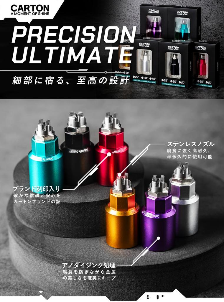 CARTON Fan Spray Nozzle 80 Degree for POWER GRIP Anodized Aluminum Premium Design 6 Colors Leaf Mint Durable Car Wash Detailing Accessory Official