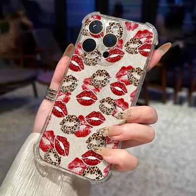 Leopard Print Kiss for iPhone17 Four Corners Anti-drop Mobile Phone Case 16 Apple All-inclusive 15/14/13 Transparent Fine Hole