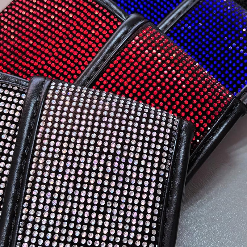 Rhinestone Car Shift Gear Cover Handbrake Cover Leather Auto Anti-slip Protector Decoration Universal Car Accessories Interior