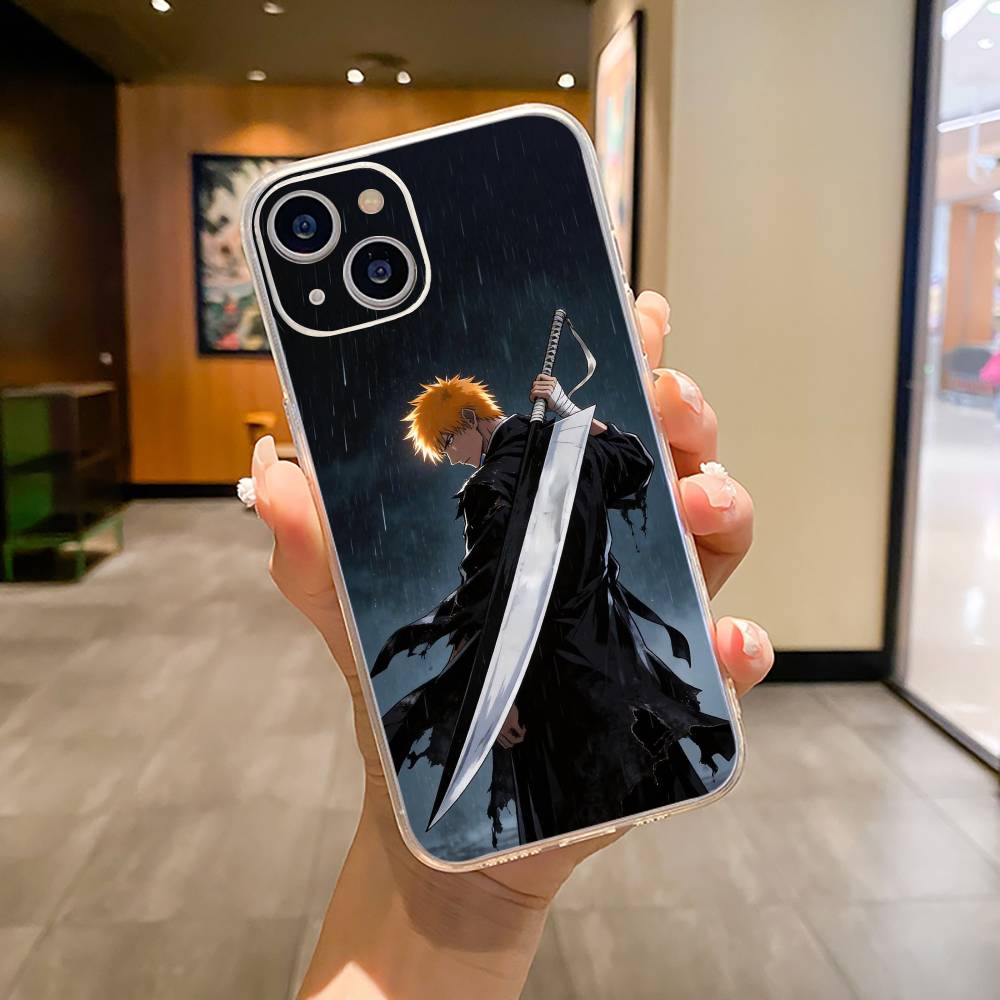 

B-Bleach- anime Ichigo Kurosaki Phone Case For iPhone17,16,15,14,13,12,11 ,Pro Max, Plus Soft Silicone Transparent Cover iPhone16SE4