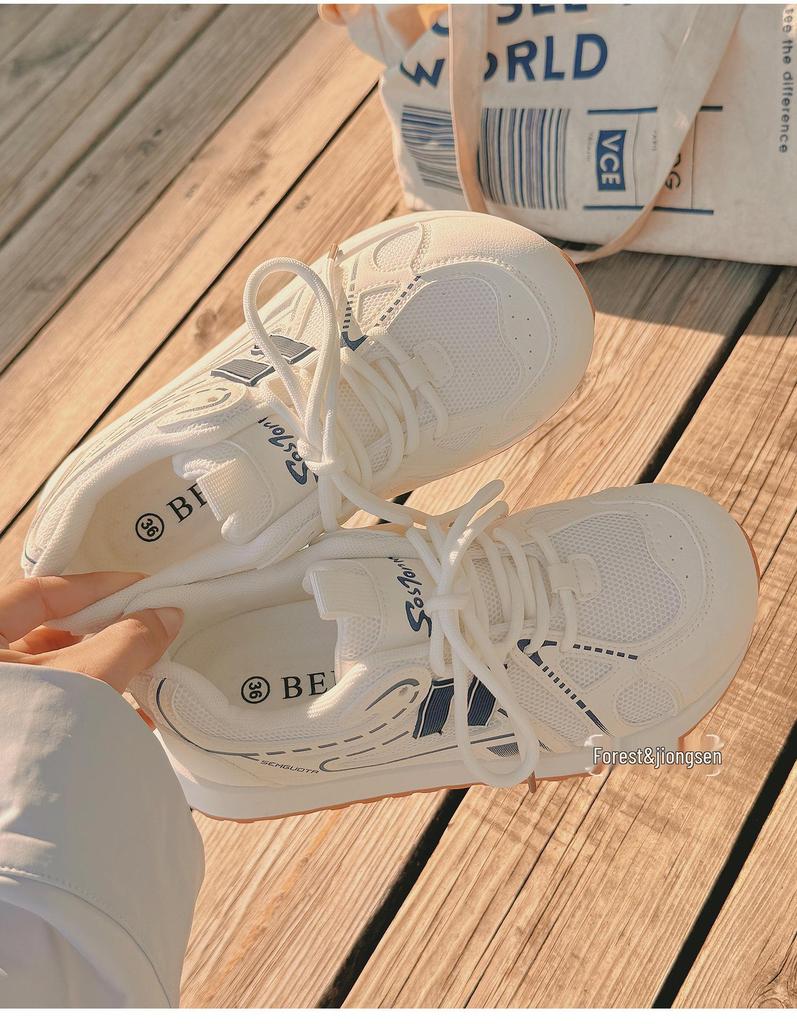 Dámské bílé letní síťované prodyšné ležérní boty - Belle BB2801