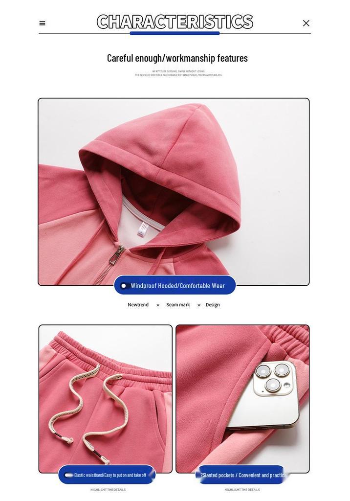 Women's Winter Warm Velvet Slim-Fit Hooded Sweatshirt & Pants Set
