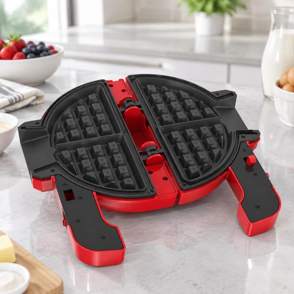 Handheld Waffle Maker DoubleSided Heating Rotating Iron Foldable Kitchen Appliance for