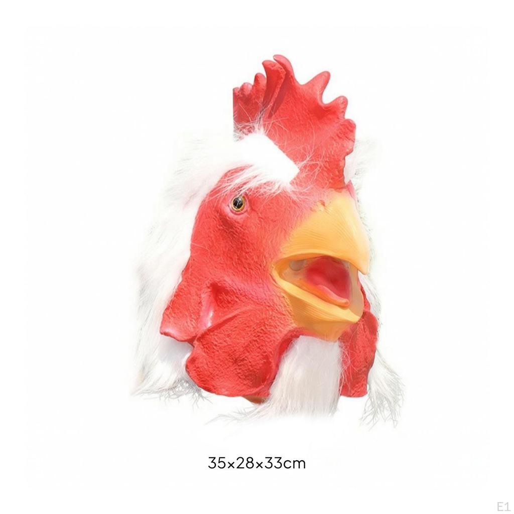 Realistic Chicken Head Headpiece | cockerel with Hair, carved Textured Surface, for