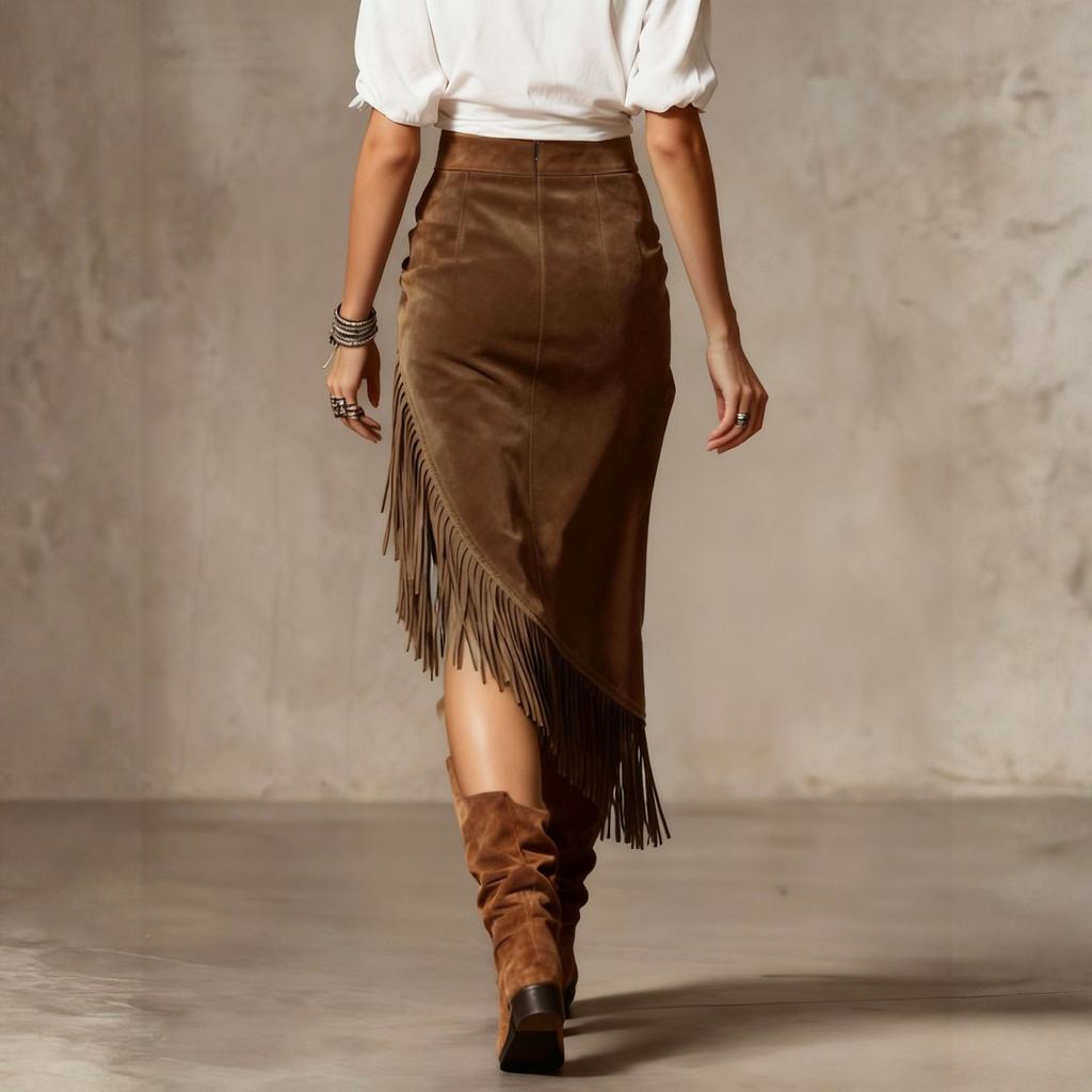 Ladies' Irregular Rope Tied Tassel Deer Skirt