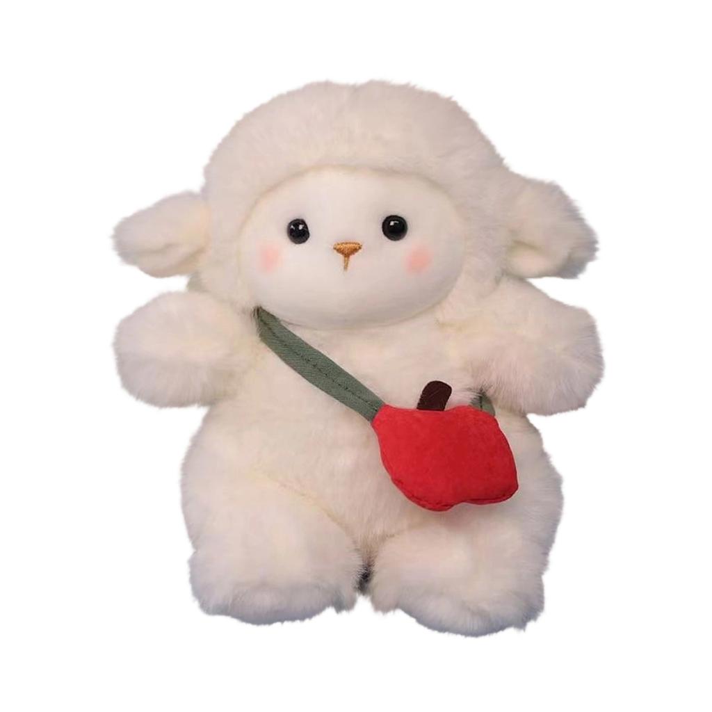 Plush Lamb Stuffed Animal Soft Toy Doll with Fabric Dress Cute Design Suitable for Kids Toddlers and Collectors Gift Idea