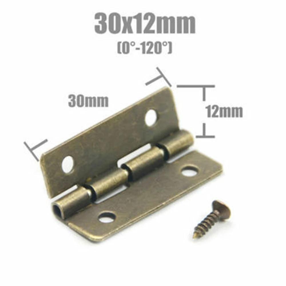 10-25pcs Mini Antique Brass Cabinet Hinges with Screws for Jewelry Gift Box Wooden Wine Chest Door Hardware