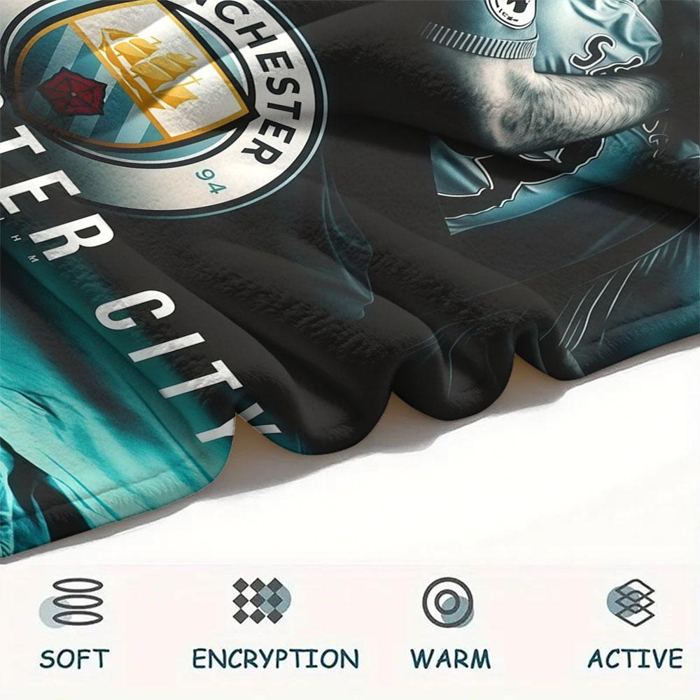 Man City Printed Flannel Blanket, soft throw for bedroom sofa, washable, fan merchandise, great gift.