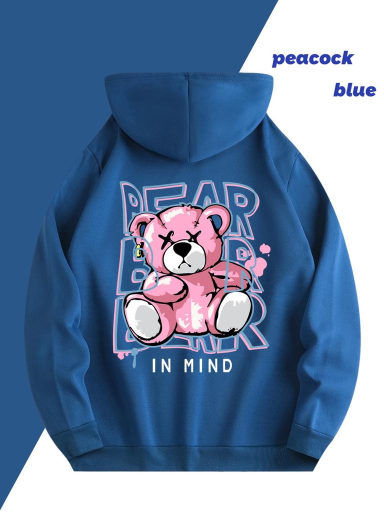 2025 Neue Herbst Herrenmode Bär Gedruckt Weicher und Bequemer Hoodie Outdoor Vielseitige Streetstyle Kleidung