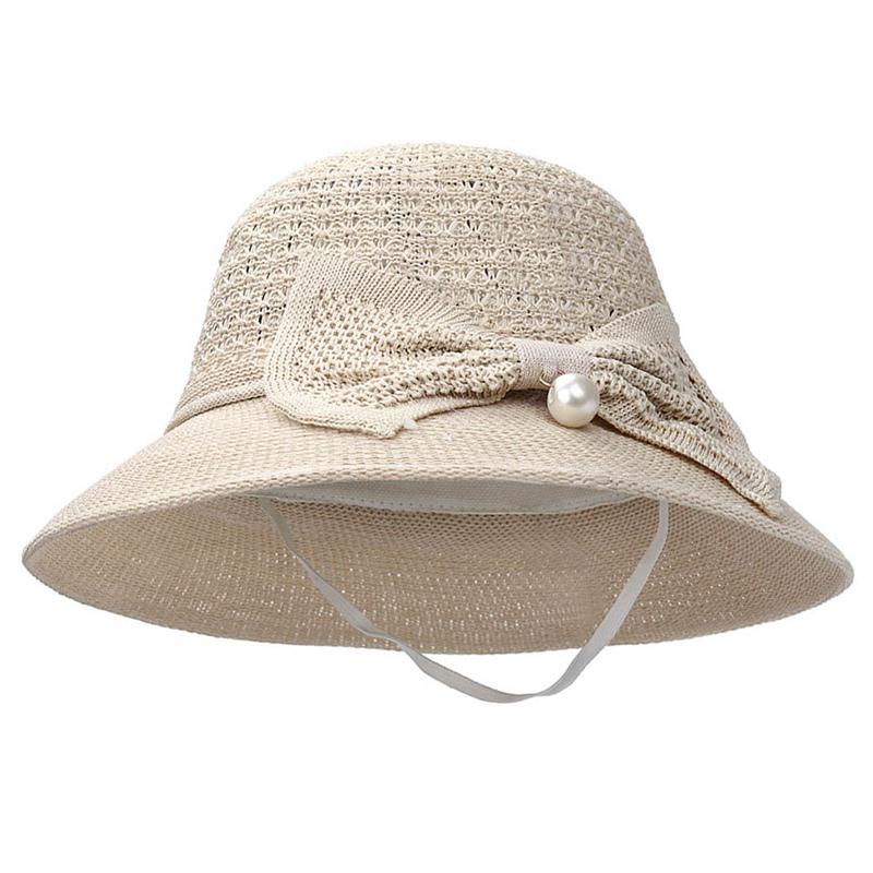 Buy New Summer Hats Women Straw Sun Hats Bow Beach Hat Breathable Straw