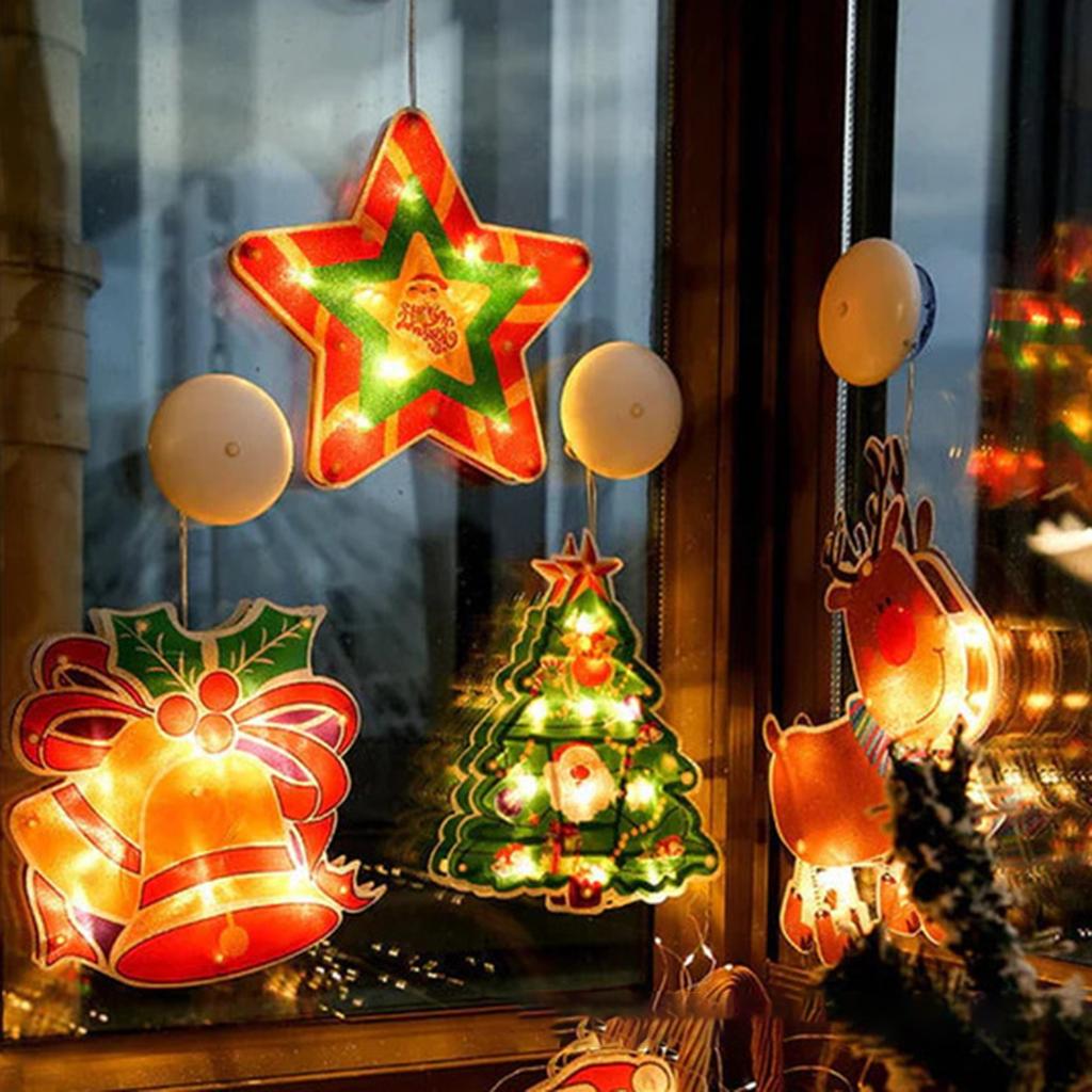 Halloween Witch Doll Statue Desktop Decoration LED Christmas Suction Cup Light, Elderly Snowman Shaped Window Decoration Light