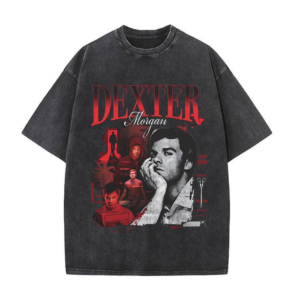Tv Play Washed Vintage Dexter Morgan Graphic Tshirts Mens Women Clothing Casual Short Sleeve T Shirts Fashion Gothic Tshirt