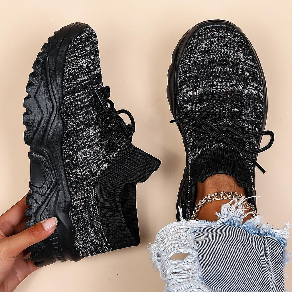 Women's Breathable Casual Sneakers Lace Up Comfortable Thick Bottom Hundred Shoes