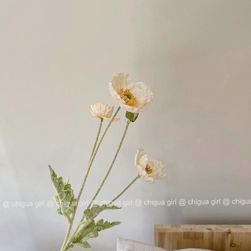 Blue Iceland Poppy Silk Flower Bouquet for Living Room Decoration