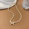 Exquistie Pearl Bow Luxury Necklace For Women Elegant Vintage Fashion Jewelry Bowknot Lady High Quality Necklaces Choker Chain