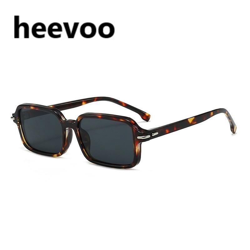 Occhiali da Sole Quadrati Vintage per Uomo Donna Lente Verde Oceano UV400 Montatura Rettangolare Occhiali alla Moda Borchie Occhiali da Sole