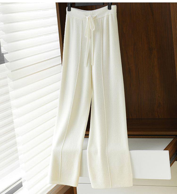 

2025 Autumn/Winter Women s High-Waisted Cashmere Wide-Leg Floor-Length Trousers - Comfortable Slimming Straight Casual Pants. M