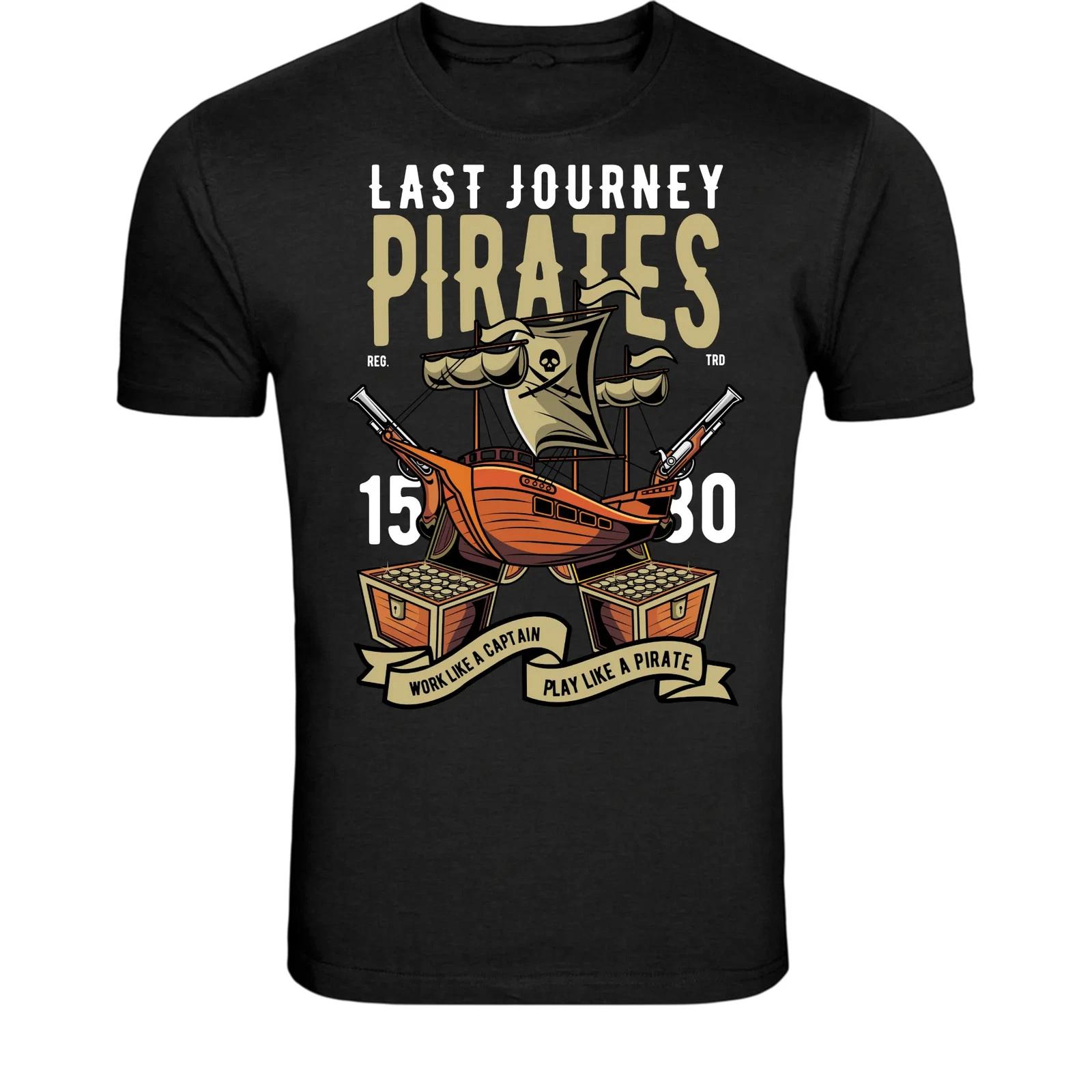 Pirate Ship Adventure T-Shirt - Vintage Sea Pirates Treasure L