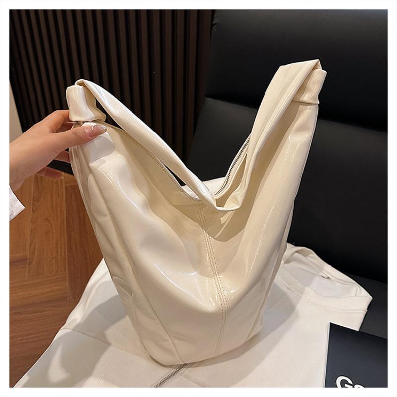 

Нишевый дизайн ленивый ветер мягкая кожа ведро новая мода плечевая сумка подмышку большая вместимость сумка-тоут белый