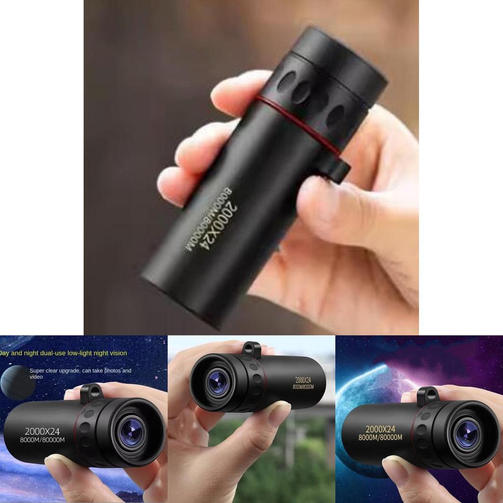Hög effekt 2000x24 Monokulärt teleskop med universell telefonadapter för campingresor