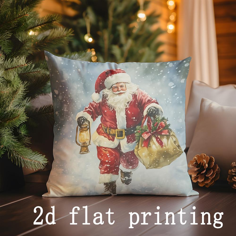 Home Decor Santa-themed Christmas Decorative Pillow Covers Pattern Cushion Cover Suitable for Sofa Bedroom Car Pillow Cover