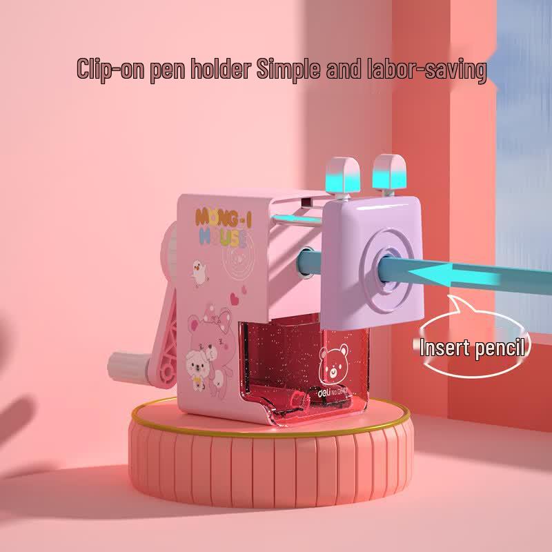 Deli Cartoon Hand-Crank Pencil Sharpener
