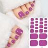 22tips Solid Bake Free Gel Toe Nail Strips Naked Color Gel Nail Adhesive Pedicure Red DIY Polis A8J2