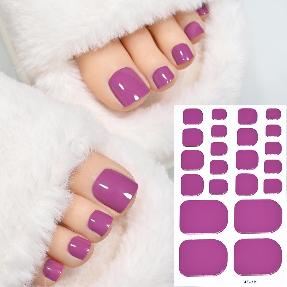 22tips Solid Bake Free Gel Toe Nail Strips Naked Color Black Adhesive Pink Red Polish Gel Nail O4P0