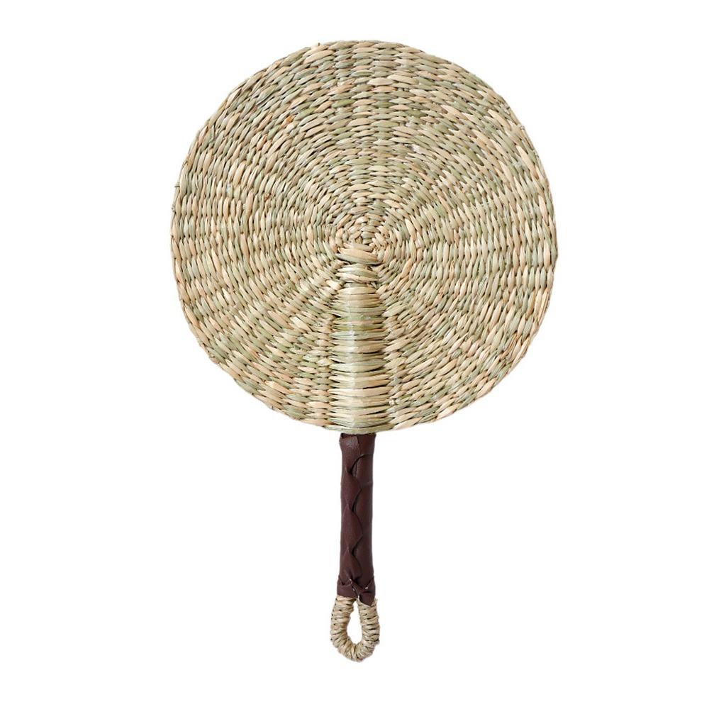 Vintage Seagrass Woven Fan Bohemian Summer Cooling Fan Decorative Handheld Fans Home Decoration