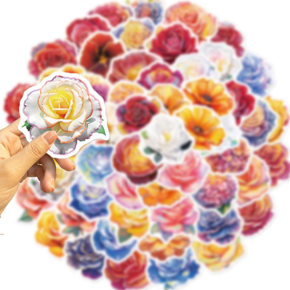 50 Cartoon Creative Flowers Graffiti Stickers Personalized Decorative Guitar Notebook Suitcase DIY Waterproof