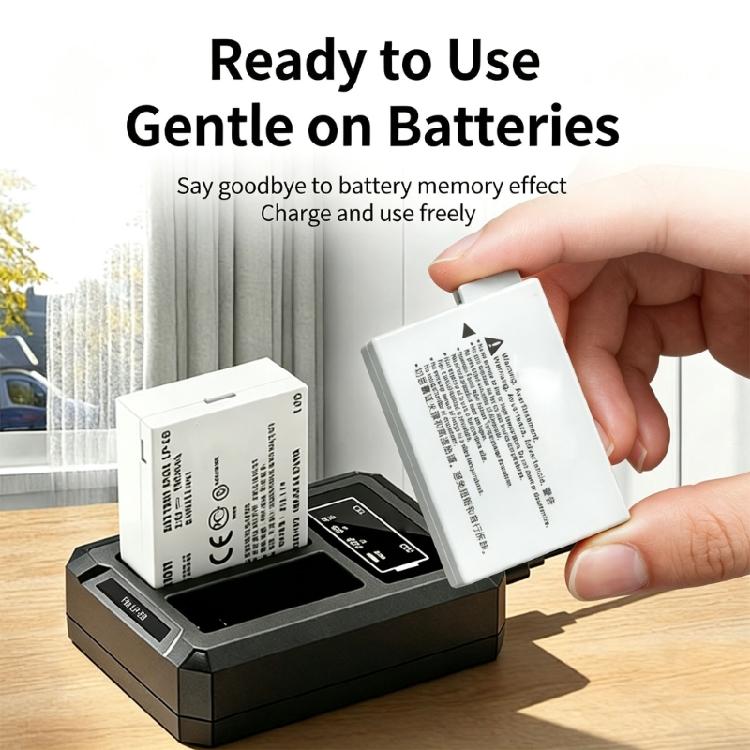 Camera Battery Charging Dock Featuring Two Distinct Bay Positions, a Front Display and 25/50/75/100 Status Numerals on a Black Charger Body