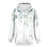 Damen Casual Fashion Foral Printed Langarm Pullover Hoodies Reißverschluss Sweatshirts Mantel