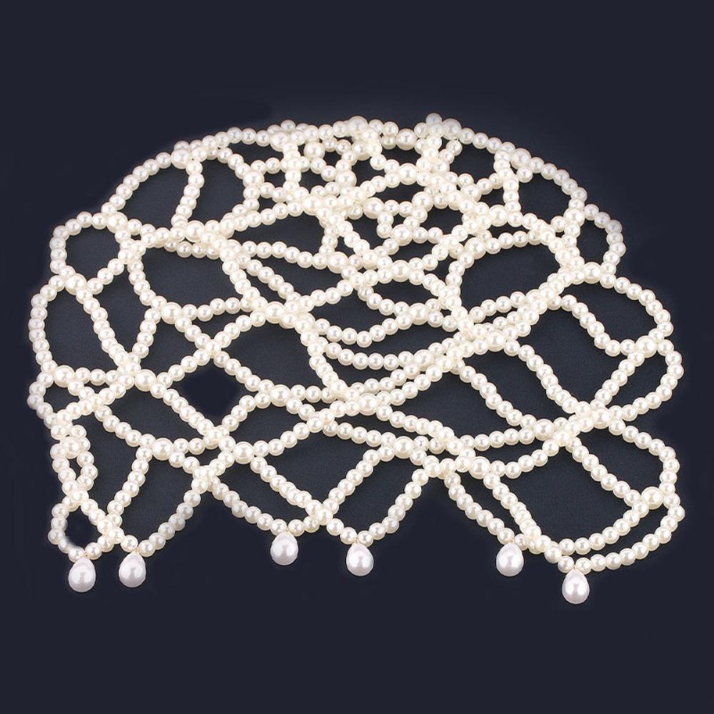 Pearl Beaded Headwear Tassel Bride Headpiece New Pearls Weave Hat Women