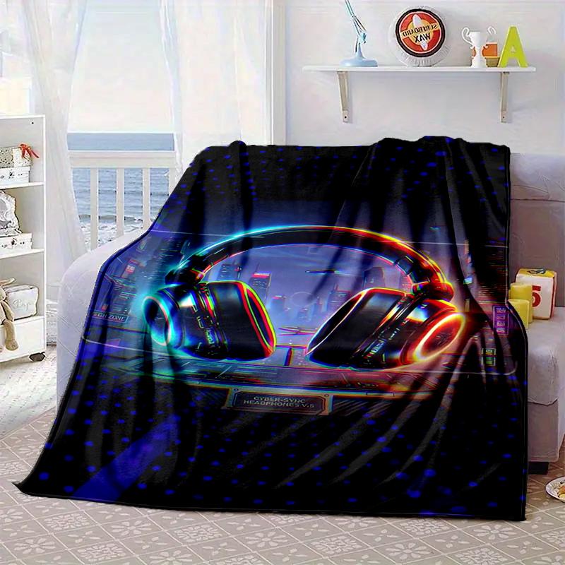 Music Waves Headphones Blanket Flannel Blanket Throw Blanket Sofa Cover Blanket Soft Premium Blanket Picnic Blanket Tv Blanket Gifts
