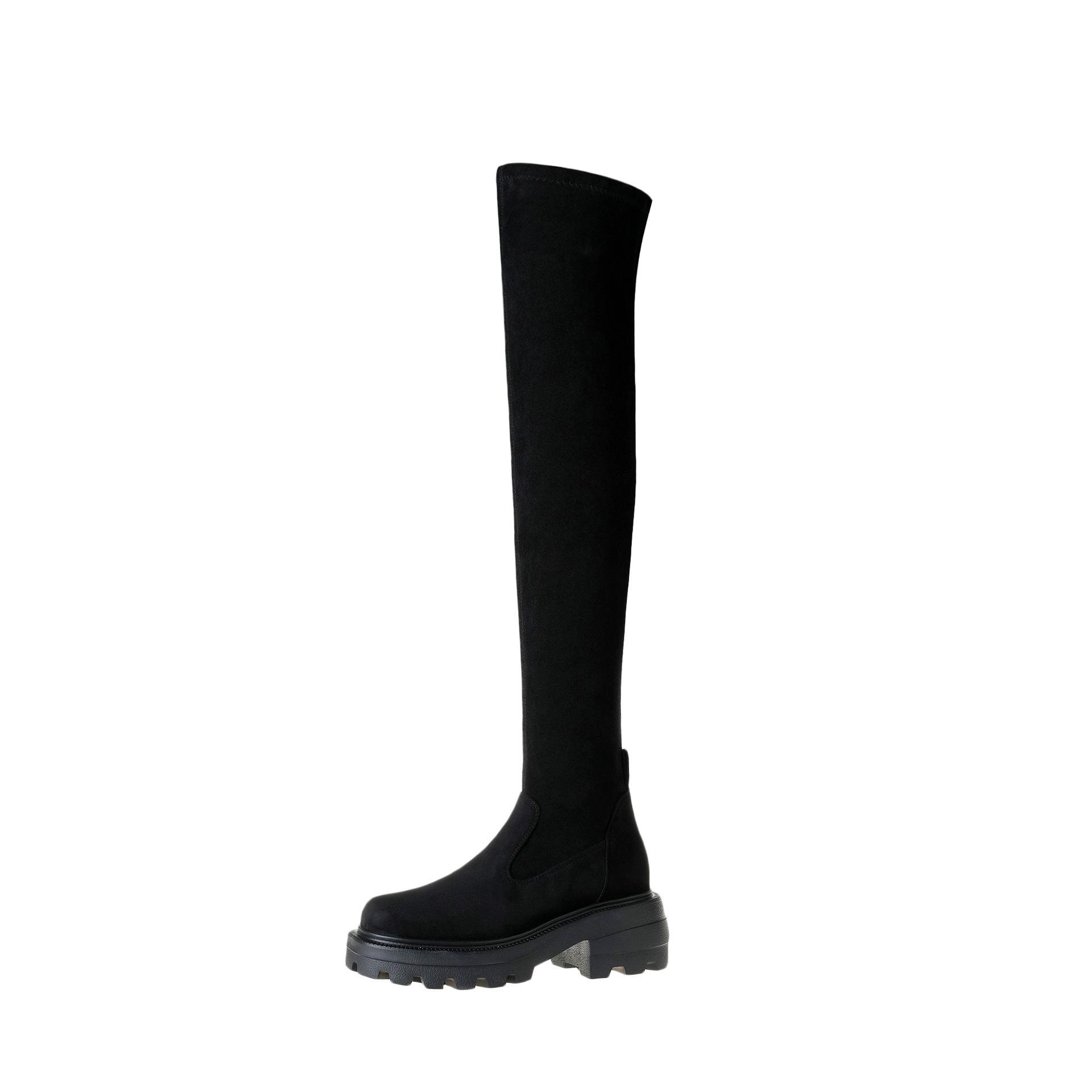 Over-knee boots 2025 thick-soled elastic large tube circumference thin boots square head long boots knight boots 40 4180₽