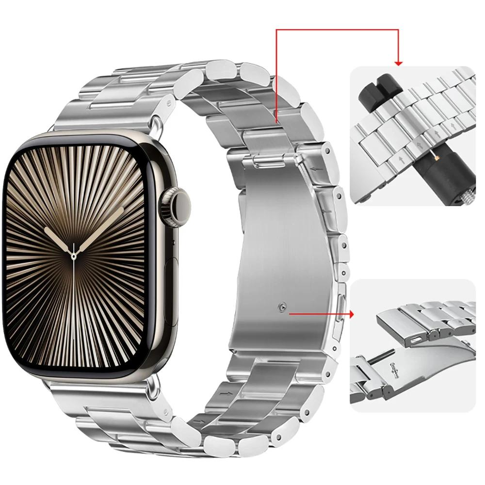 

Metal Strap for Apple Watch Band 46mm 42mm 44mm 40mm 45mm 41mm Stainless Steel Wristband iWatch Series 10 9 8 7 6 SE2 Ultra 49mm iWatch 6 5 4 SE 44mm серебряный