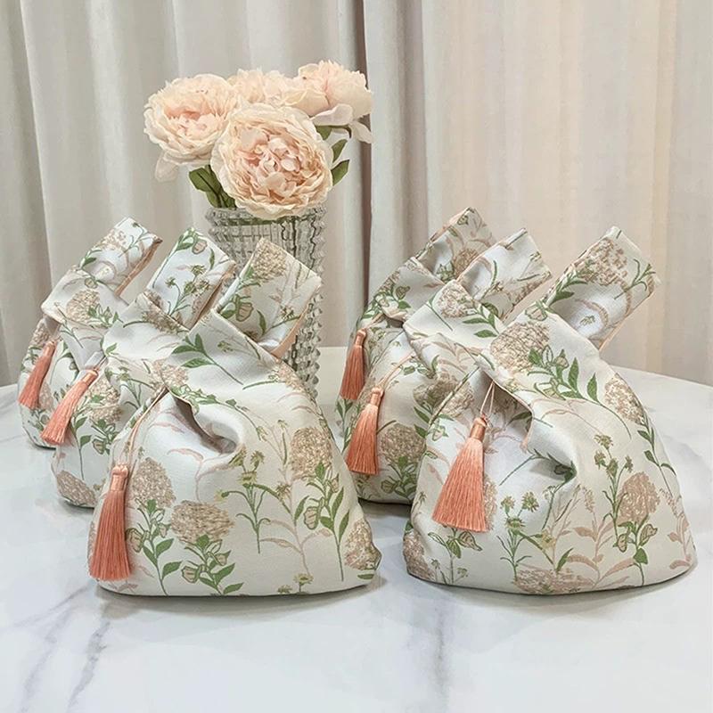 Gift Bags Wedding Favors Jacquard Fabric Boxes Tassel Wedding Candy Tote Bags