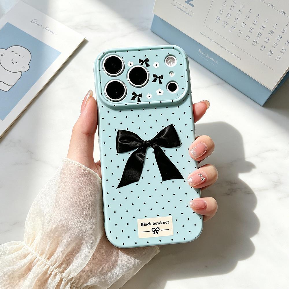 Satin bow is suitable for Apple 17PM mobile phone case 17/16PRO protective case, new female iPhone15 anti-drop.