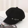 Autumn Winter Women's Octagonal Hat Korean Fashion Bailey Hat Button Duck Tongue Hats British Style Painter Hat