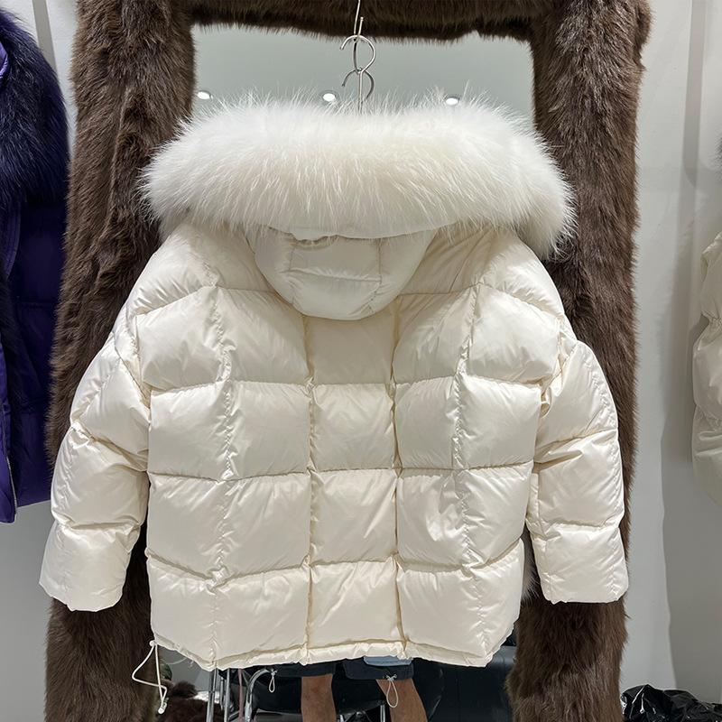 European winter new luxury fur big fur collar hooded down jacket women's medium and long thickened fashion coat
