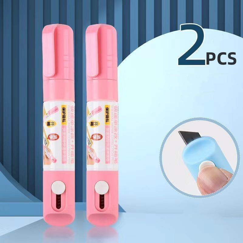 2 In 1 Thermal Paper Correction Fluid with Unboxing Knife Durable Thermal Paper Data Identity Protection Fluid Eraser Box Opener