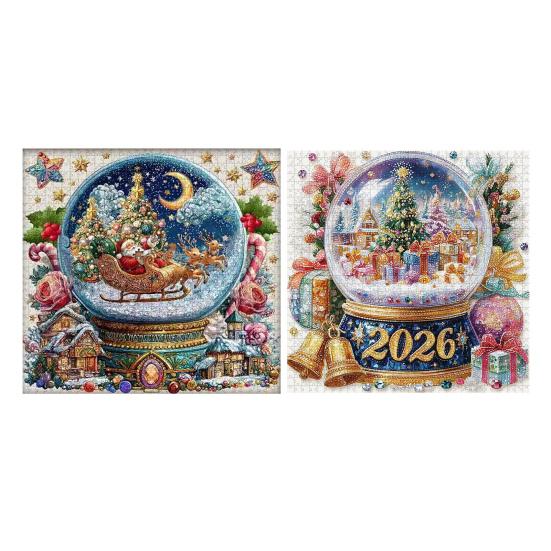 1024 ks/sada Vánoční falešná křišťálová koule Puzzle Zimní svátky Sobí spřežení Santa Claus Puzzle Domácí dekorace