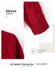 Women's Red 100% Pure Wool Lantern Sleeve Sweater with Half-High Collar and Twist Pattern - Loose Knit Pullover